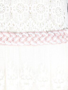Vintage pink white braided chord belt